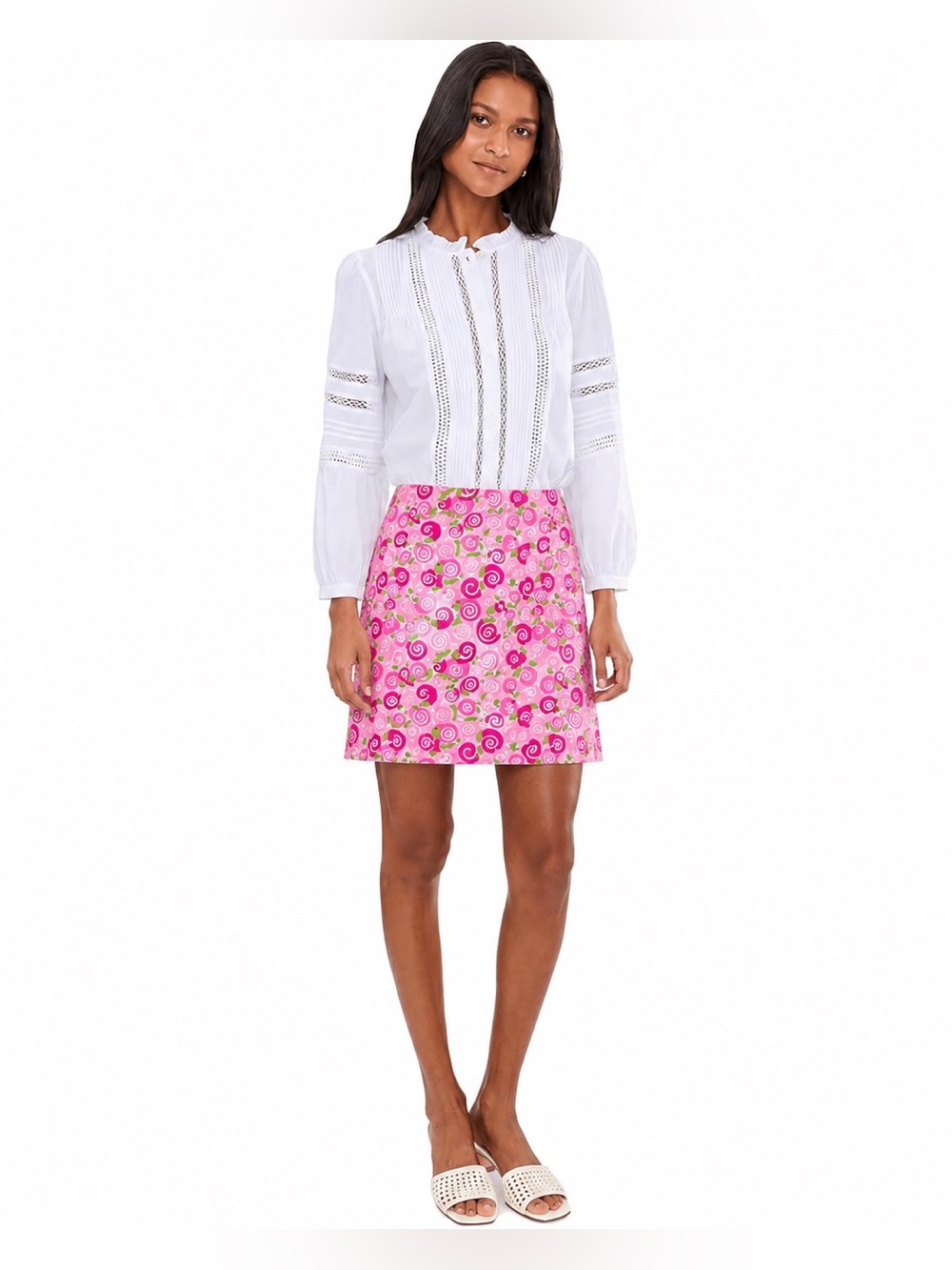 Lilly Pulitzer Snail Print Rolls Royce Pink Cotton Skirt Preppy Size 4 536